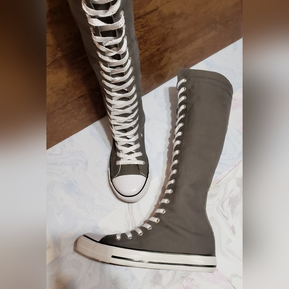 Mengsai Gray Canvas Boots Sneakers Converse Style Youth Sizes
